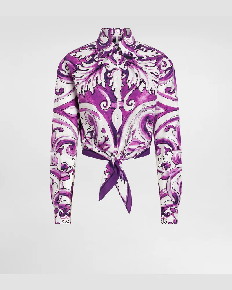 Dolce & Gabbana Majolica-print Poplin Shirt - Frau Blusen Und Tops Multicolor Multicolor