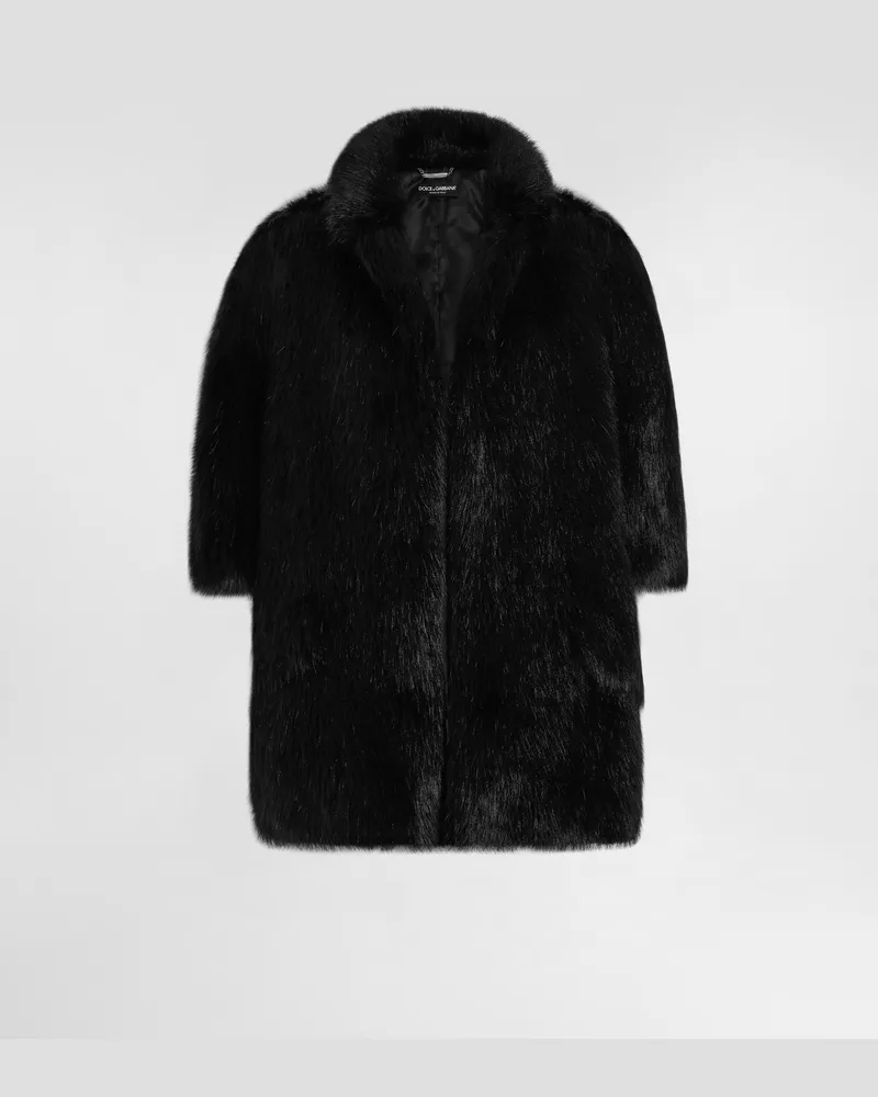 Dolce & Gabbana Jacke Aus Kunstfell - Frau Mäntel Und Jacken Schwarz Schwarz