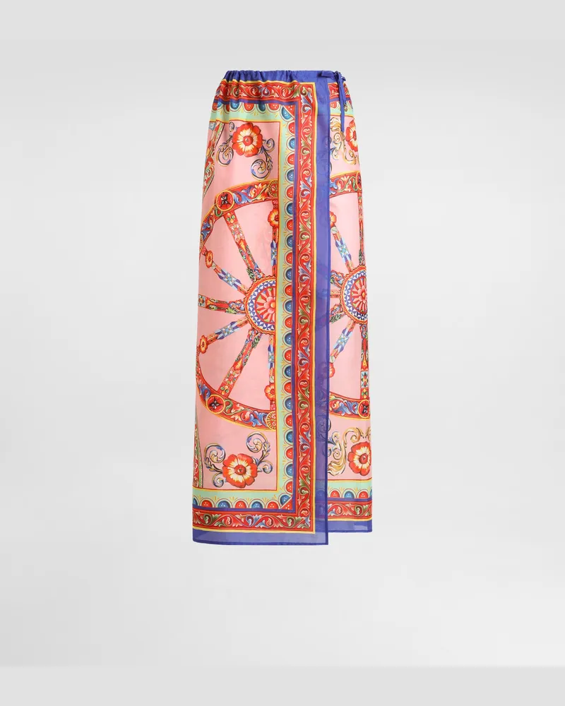 Dolce & Gabbana Pareo Aus Baumwolle Mit Carretto-print - Frau Bademode Multicolor Multicolor