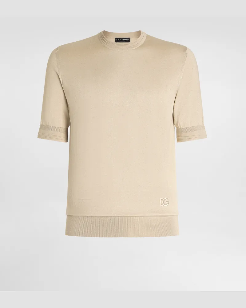 Dolce & Gabbana Silk Crewneck Pullover - Mann Strickwaren Beige Beige