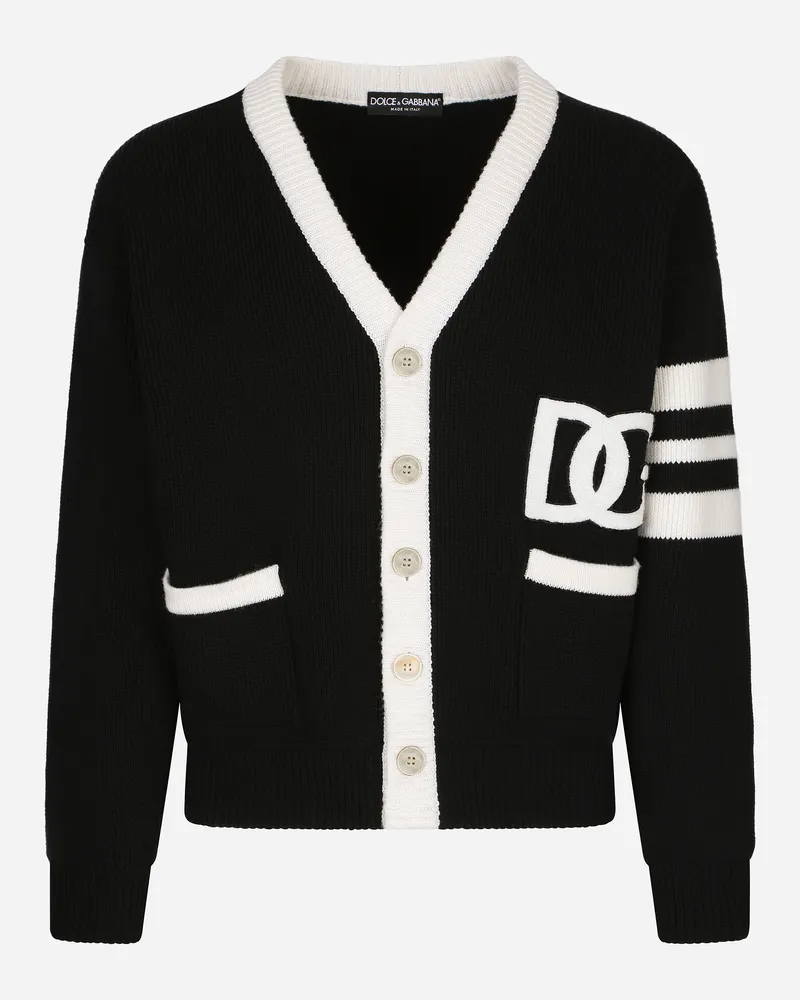 Dolce & Gabbana Cardigan Aus Wolle Patentmuster Mit Dg-logo - Mann Strickwaren Mehrfarbig Wolle Mehrfarbig