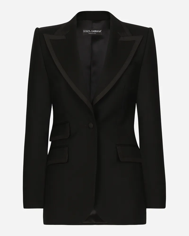 Dolce & Gabbana Einreihige Turlington-jacke Im Smokingstil Aus Twill - Frau Blazer Schwarz Schwarz