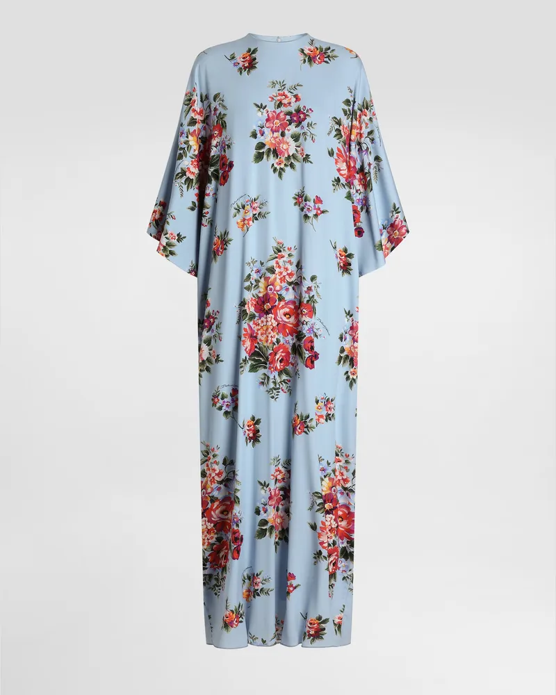 Dolce & Gabbana Flower Bouquet-print Long Charmeuse Dress - Frau Collection Multicolor Multicolor