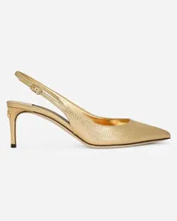 Dolce & Gabbana Slingback aus Metallic-Kalbsleder Gold