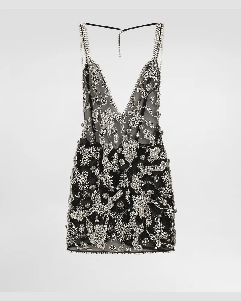 Dolce & Gabbana Short Embroidered Tulle Dress - Frau Kleider Mehrfarbig Multicolor