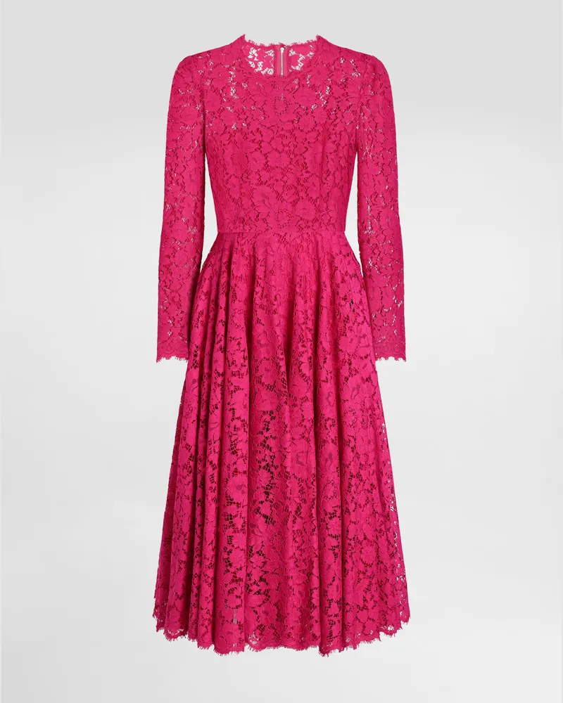 Dolce & Gabbana Longuette-tellerkleid Aus Kordelspitze - Frau Kleider Rosa Rosa
