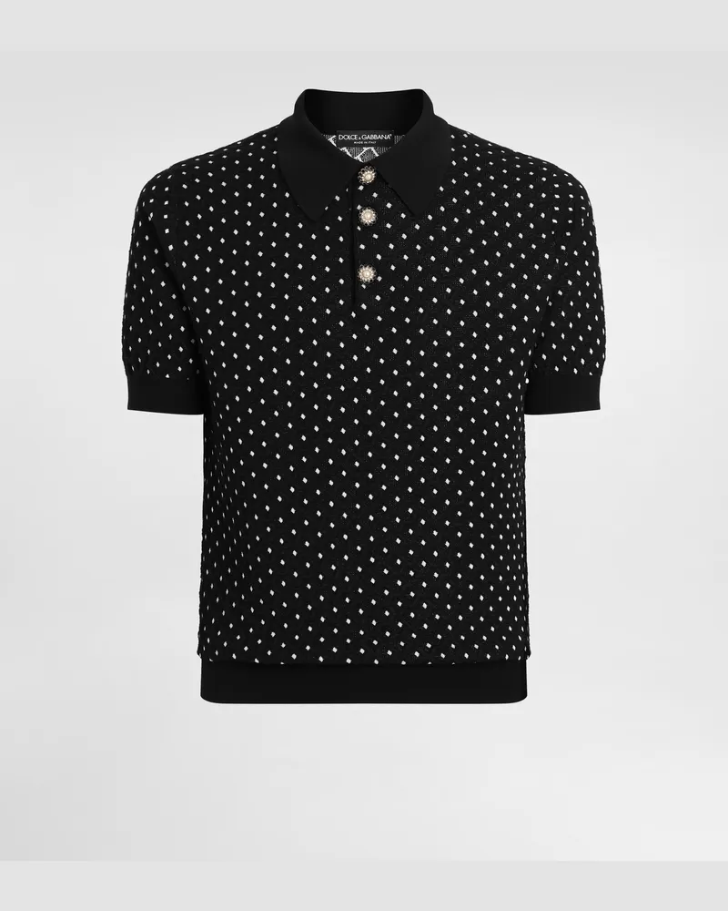 Dolce & Gabbana Micro-dot Stitch Polo Shirt - Mann Strickwaren Mehrfarbig Multicolor