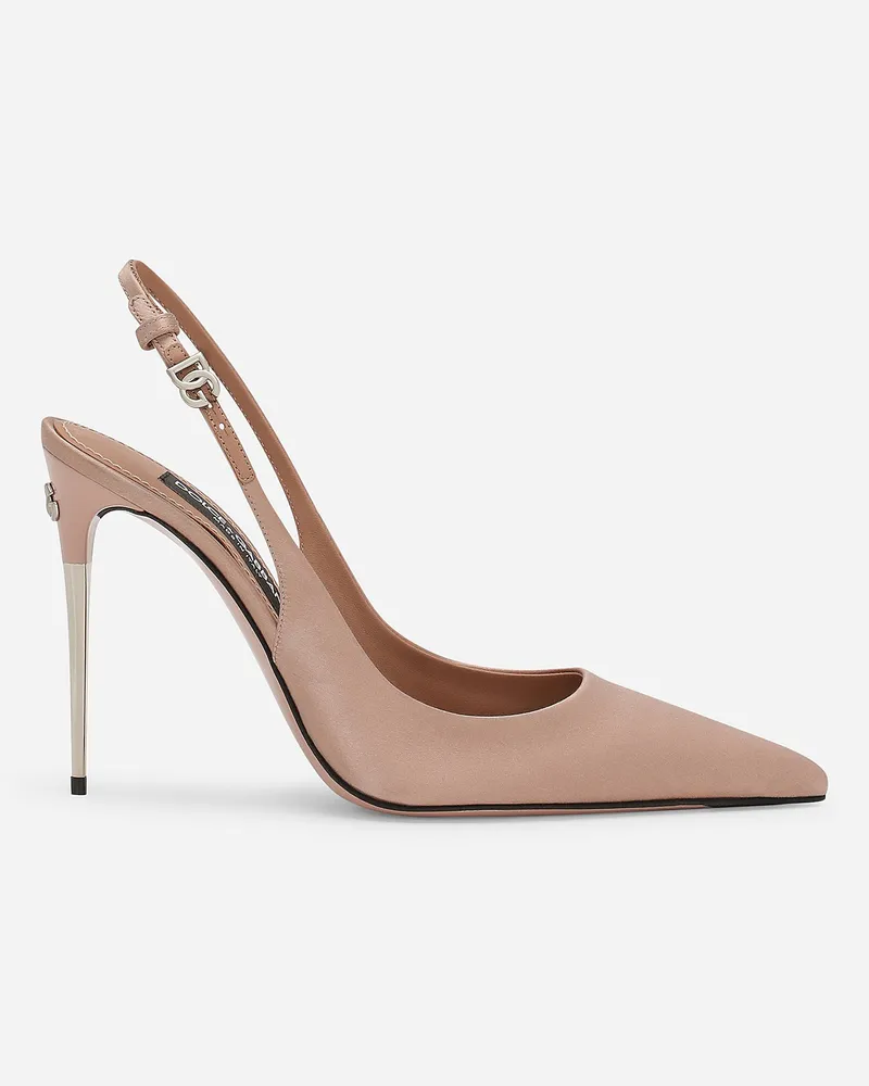 Dolce & Gabbana Slingback Aus Satin - Frau Pumps Und Slingbacks Beige Viskose Beige