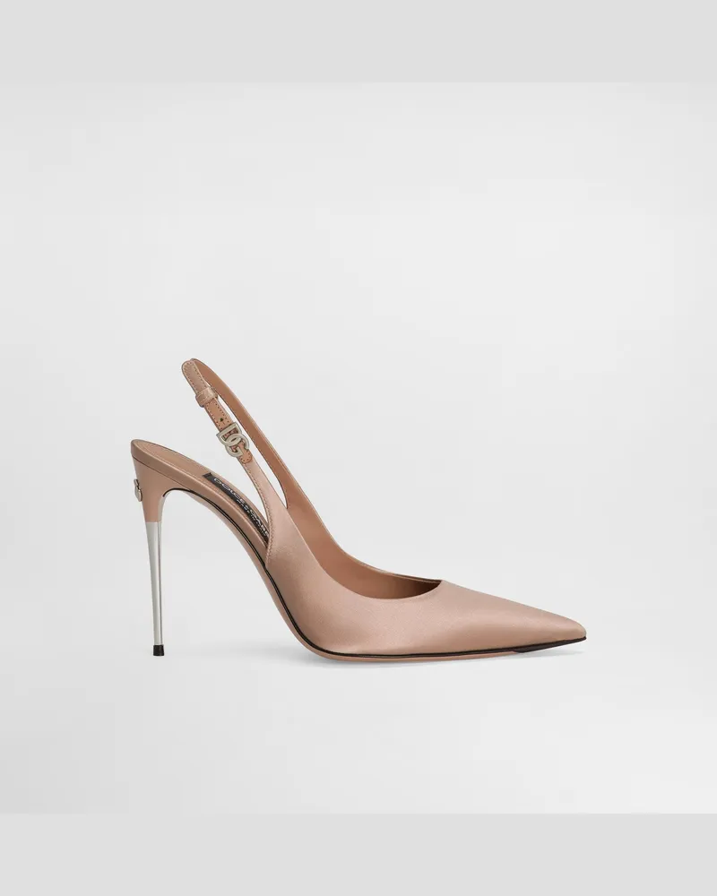 Dolce & Gabbana Slingback Aus Satin - Frau Pumps Und Slingbacks Beige Viskose Beige