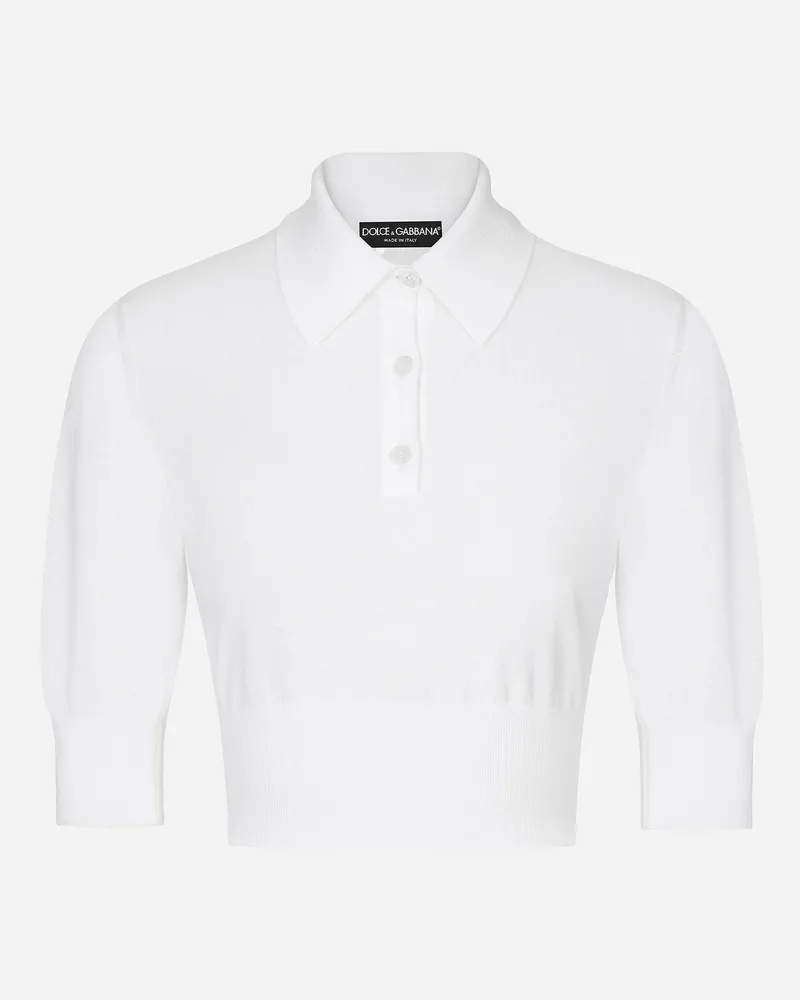 Dolce & Gabbana Crop-poloshirt Aus Baumwolle Und Seide - Frau T-shirts Und Sweatshirts Wei Weiss