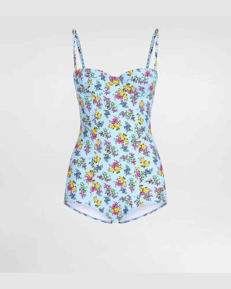 Dolce & Gabbana Small Floral-print Balconette One-piece Swimsuit - Frau Bademode Multicolor Multicolor