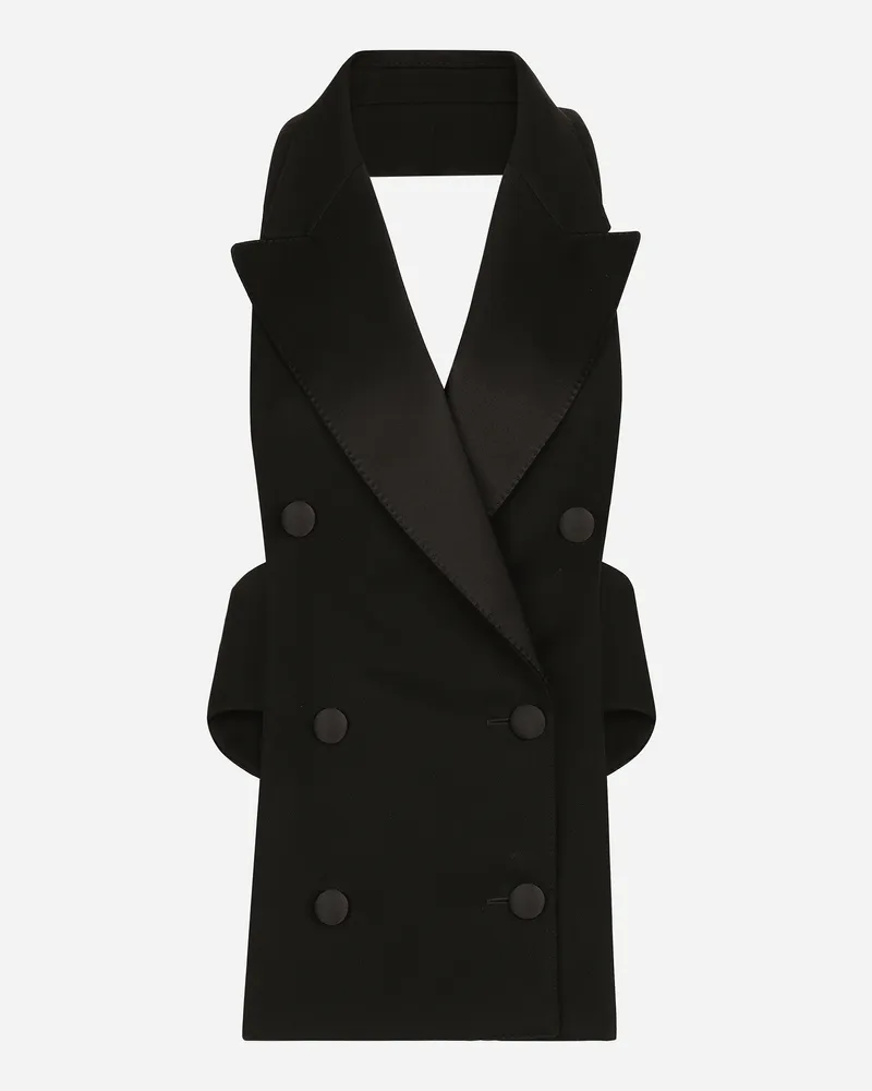 Dolce & Gabbana Zweireihige Weste Aus Wollgabardine - Frau Blazer Schwarz Black