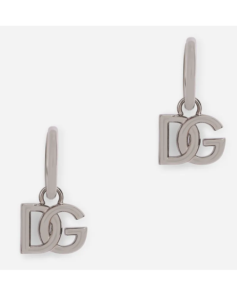 Dolce & Gabbana Hoop earrings with DG logo pendants Silber