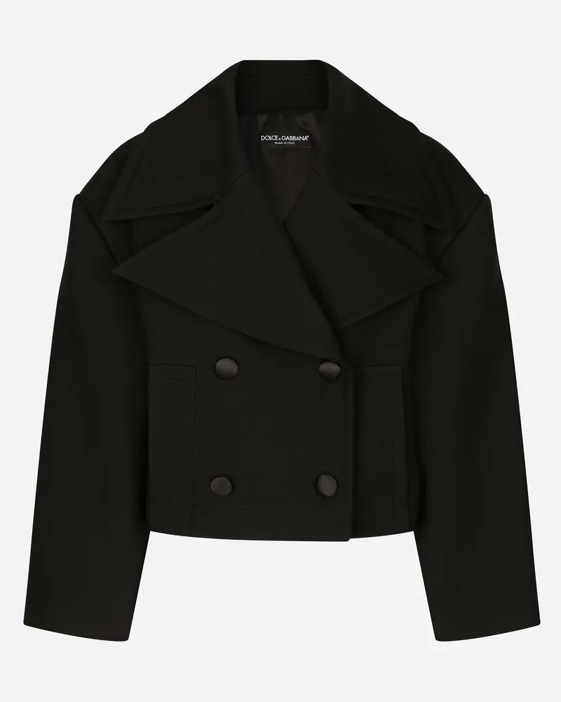 Dolce & Gabbana Kurze Oversize-jacke Aus Wollgabardine - Frau Mäntel Und Jacken Schwarz Black