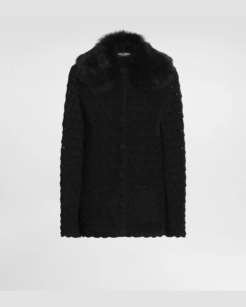 Dolce & Gabbana Jacke In Häkeloptik - Frau Blazer Schwarz Black