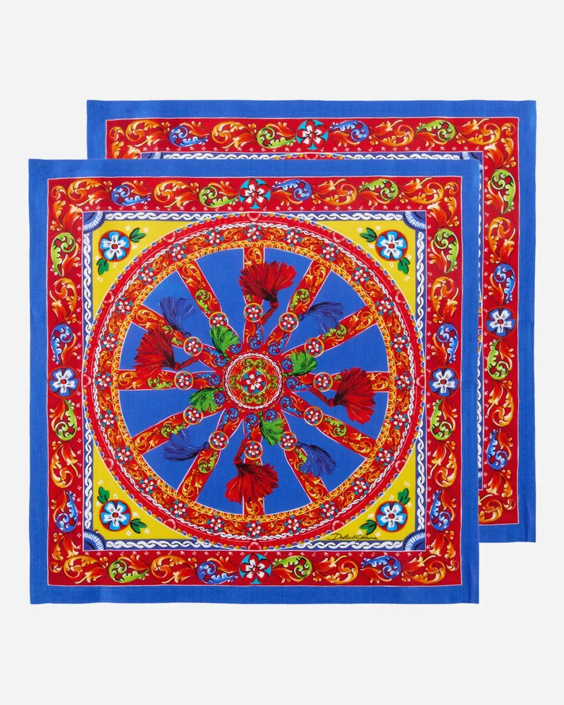 Dolce & Gabbana 2er-set Servietten Aus Leinen - Servietten Mehrfarbig Mehrfarbig