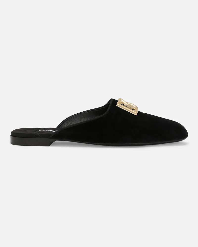 Dolce & Gabbana Sabot Aus Samt - Frau Pantoletten Und Mules Schwarz Schwarz