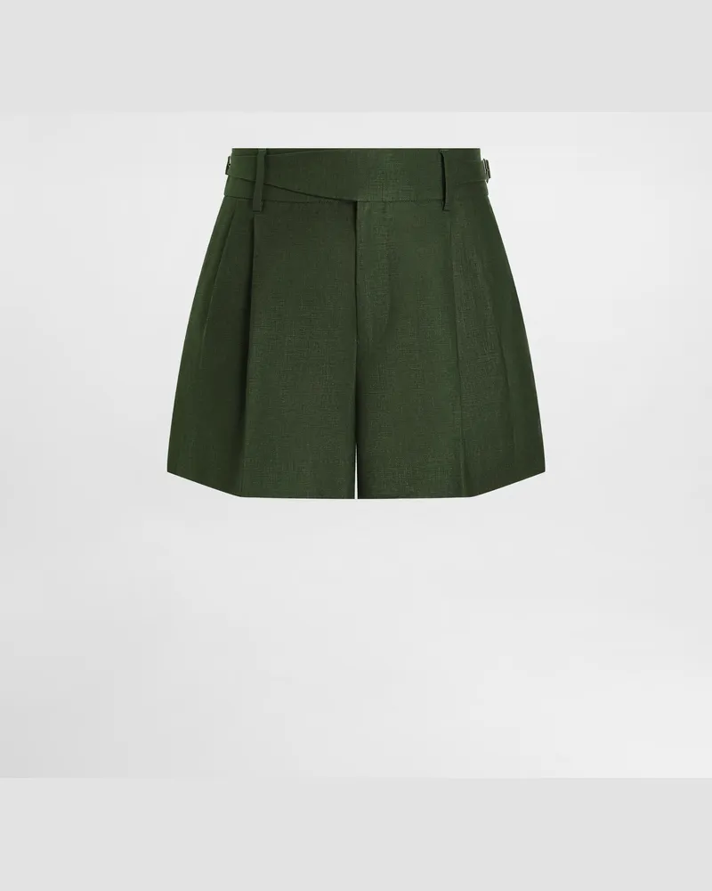 Dolce & Gabbana Bermudas Mit Doppelter Bundfalte Aus Leinenstoff - Mann Hosen Und Shorts Grün Grün