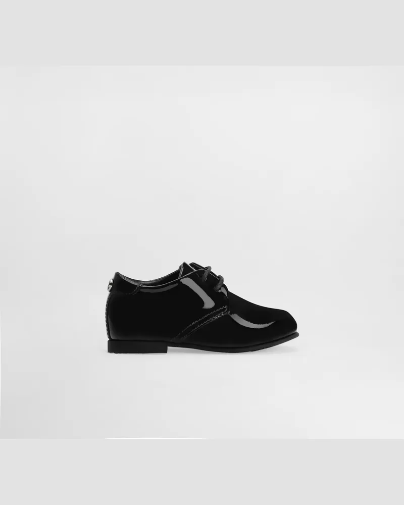 Dolce & Gabbana Derby Aus Glänzendem Kalbsleder - Mann Schwarz Schwarz