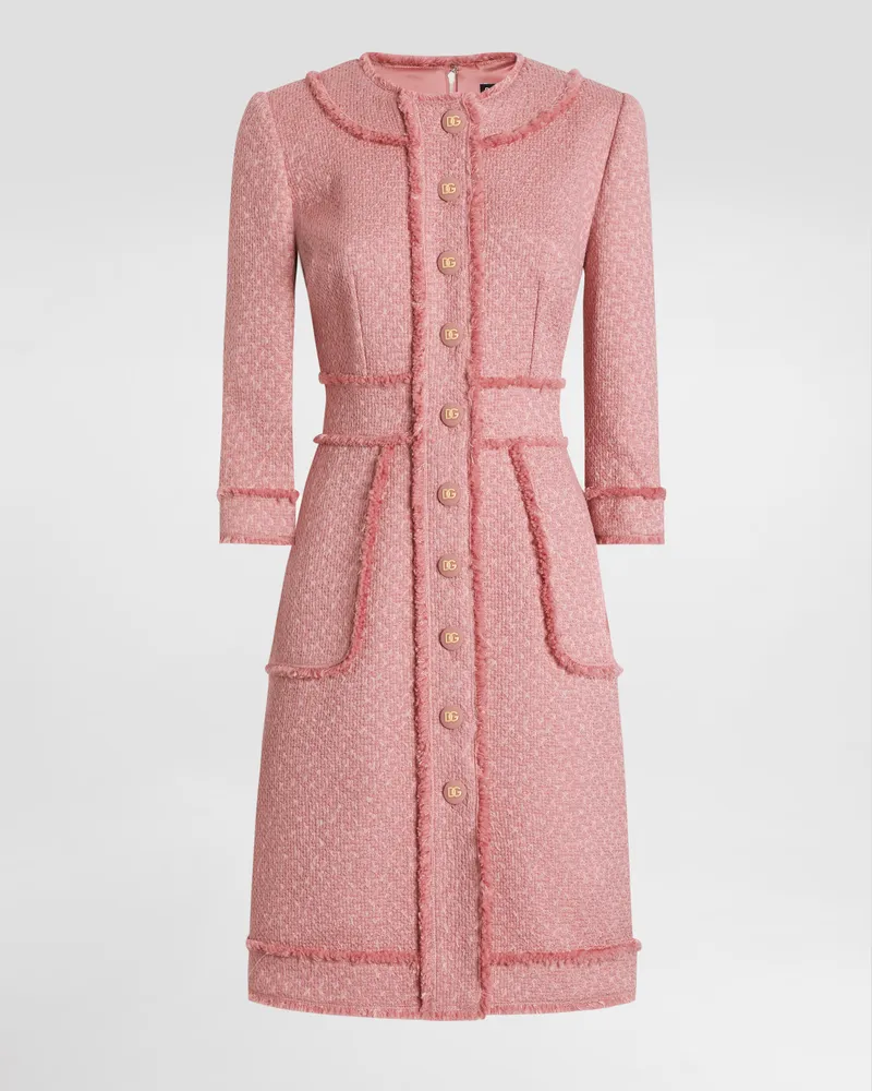 Dolce & Gabbana Hemdblusenkleid Im A-linien-stil Aus Raschel-tweed - Frau Kleider Rosa Rosa