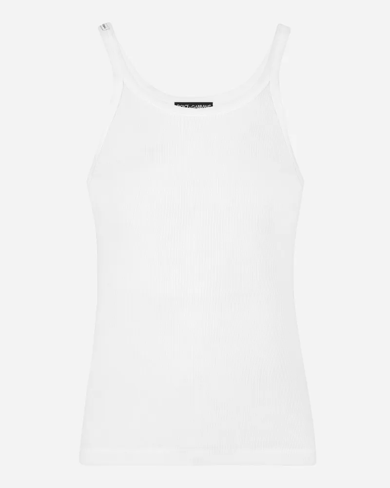 Dolce & Gabbana Tanktop Aus Baumwolle - Mann T-shirts Und Polos Wei� Baumwolle Weiss