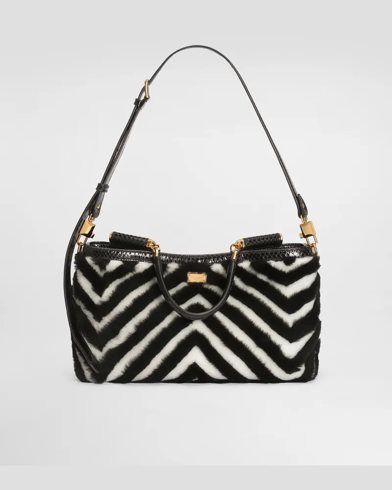 Dolce & Gabbana Schulter- Und Umhängetasche Vittoria Medium Aus Fell - Frau Collection Schwarz Mehrfarbig
