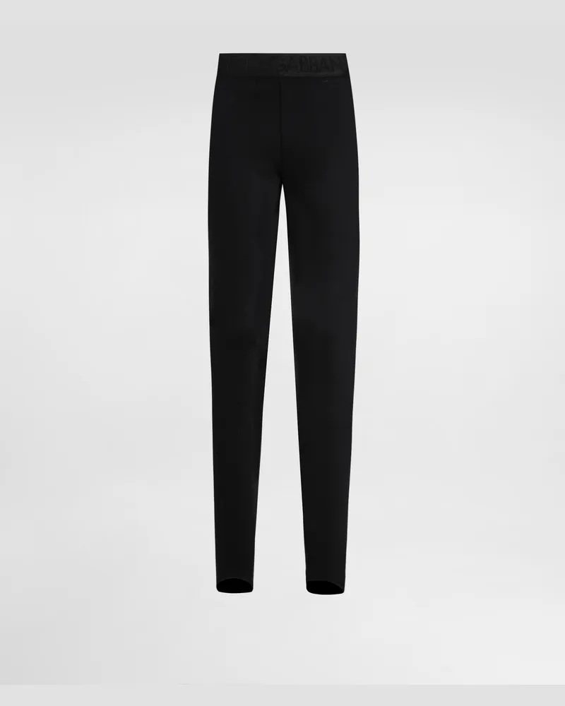 Dolce & Gabbana Leggings Aus Funktionsjersey Mit Logo-gummiband - Frau Hosen Und Shorts Schwarz Stoff Schwarz