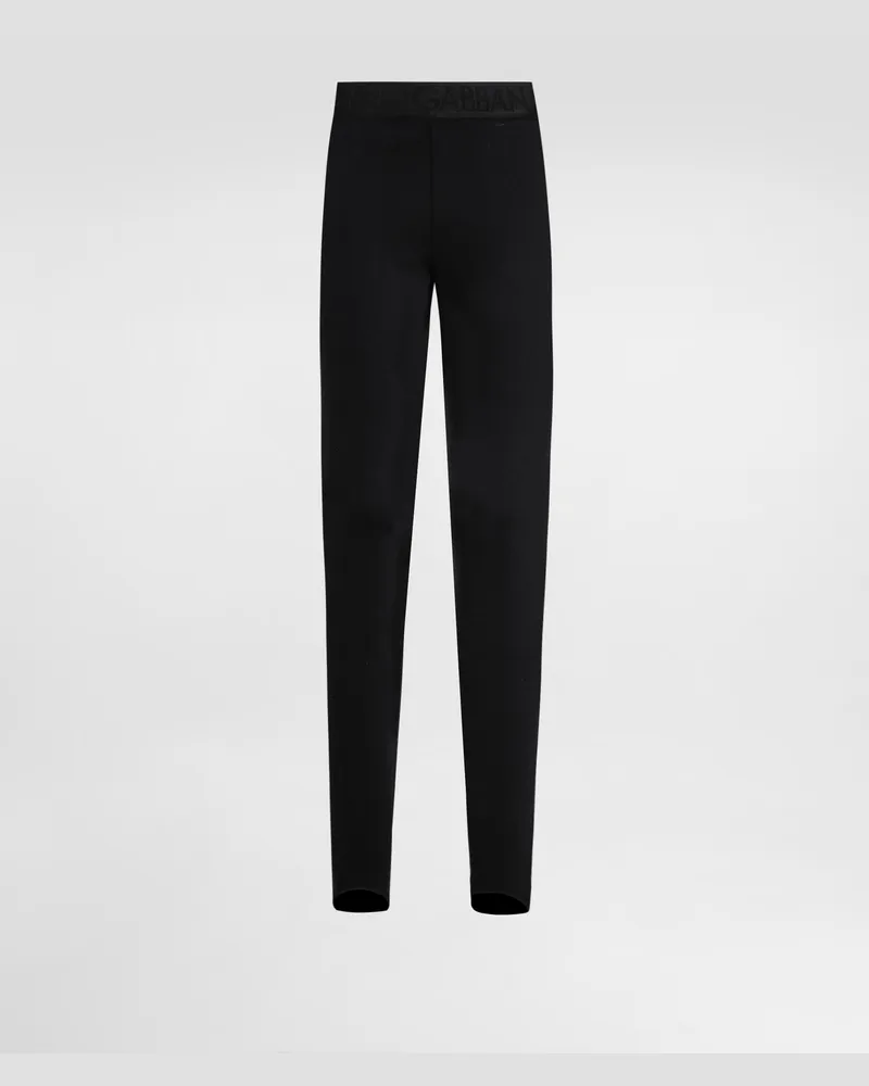 Dolce & Gabbana Leggings Aus Funktionsjersey Mit Logo-gummiband - Frau Hosen Und Shorts Schwarz Stoff Schwarz