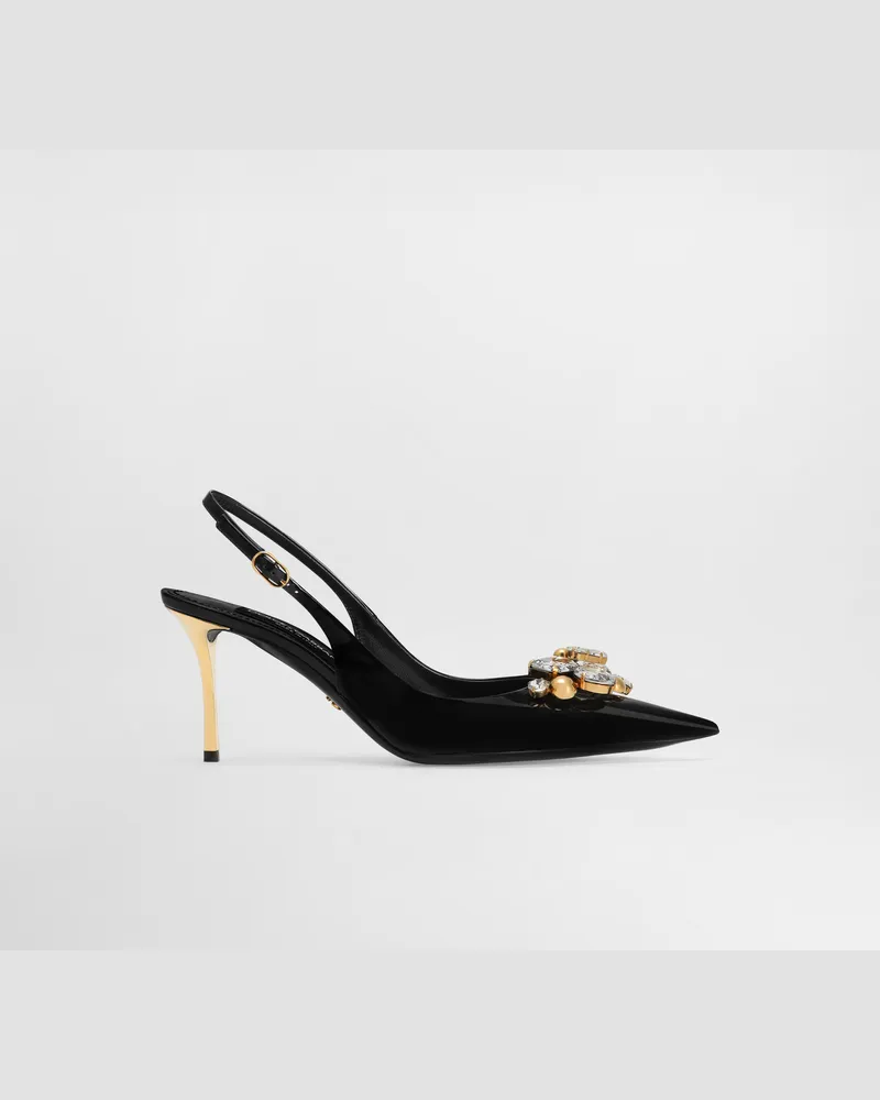 Dolce & Gabbana Patent Leather Slingback With Embellishment - Frau Pumps Und Slingbacks Multicolor Multicolor