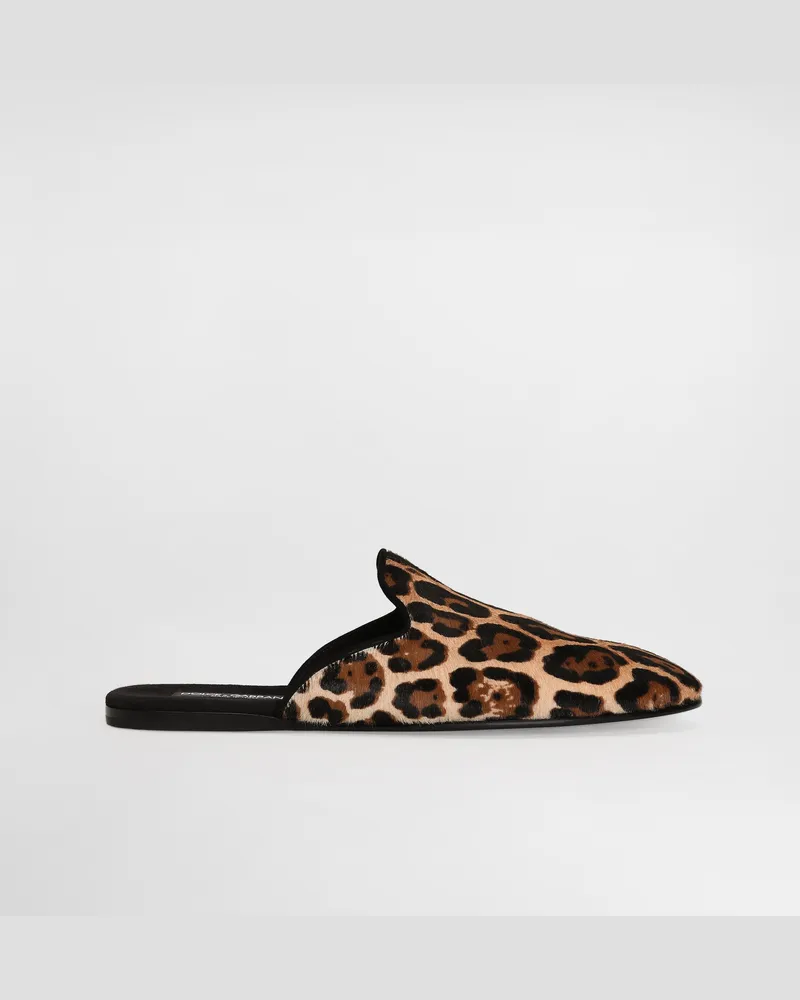 Dolce & Gabbana Leo-print Pony Slippers - Mann Driver Und Mokassins Print Print