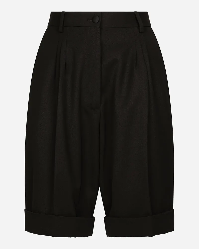 Dolce & Gabbana Bermudas Aus Wollgabardine - Frau Hosen Und Shorts Schwarz Black