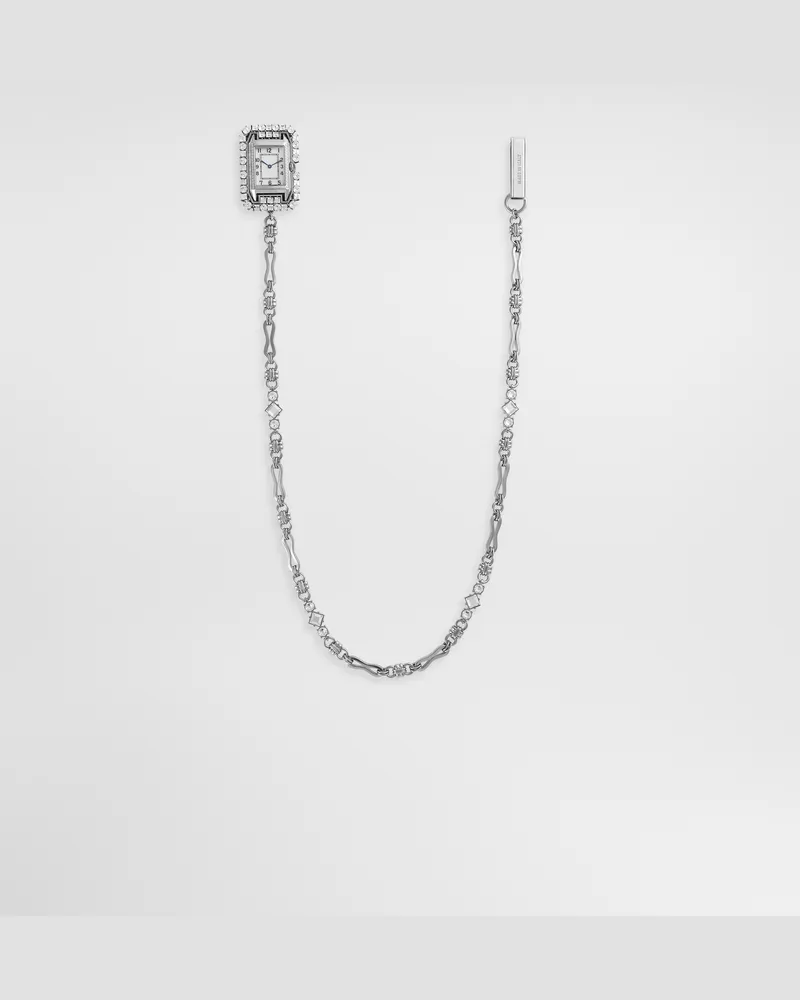 Dolce & Gabbana Uhrenbrosche Mit Strasssteinen - Mann Bijoux Silber Metall Silber