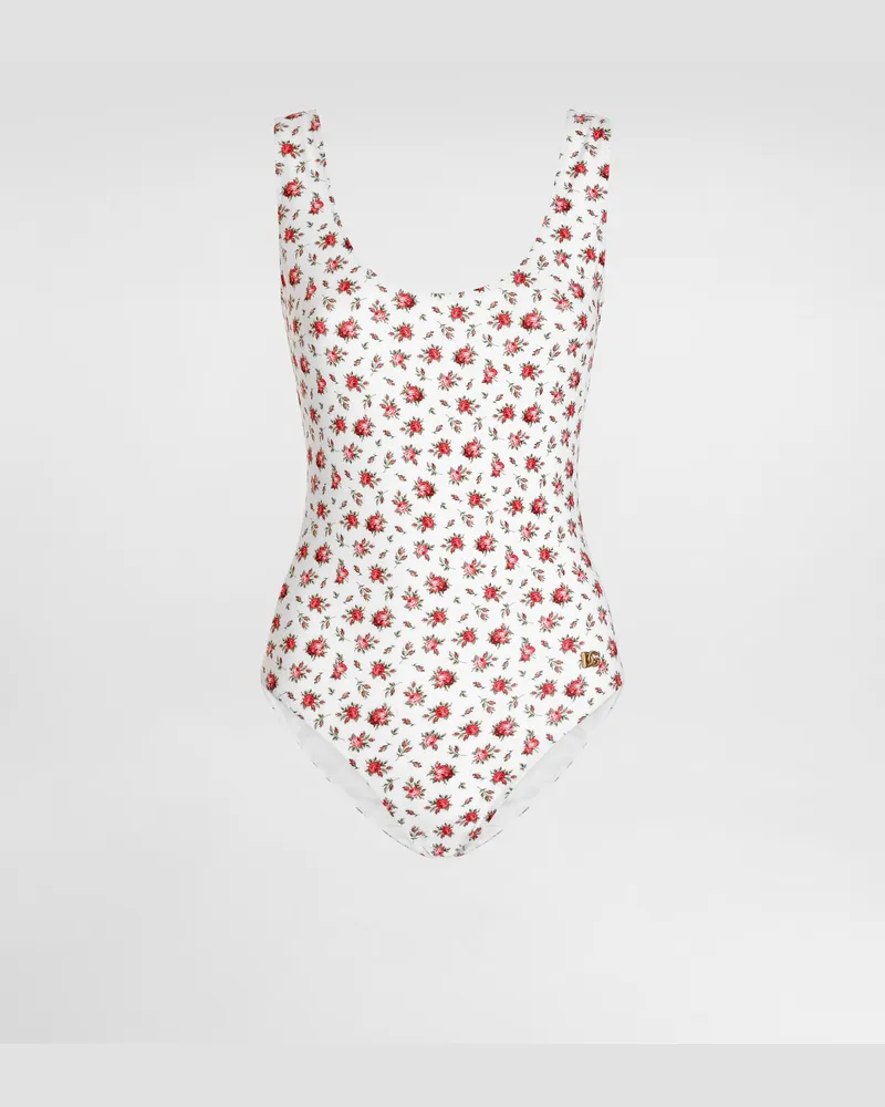Dolce & Gabbana Small Rose-print One-piece Swimsuit - Frau Bademode Mehrfarbig Mehrfarbig