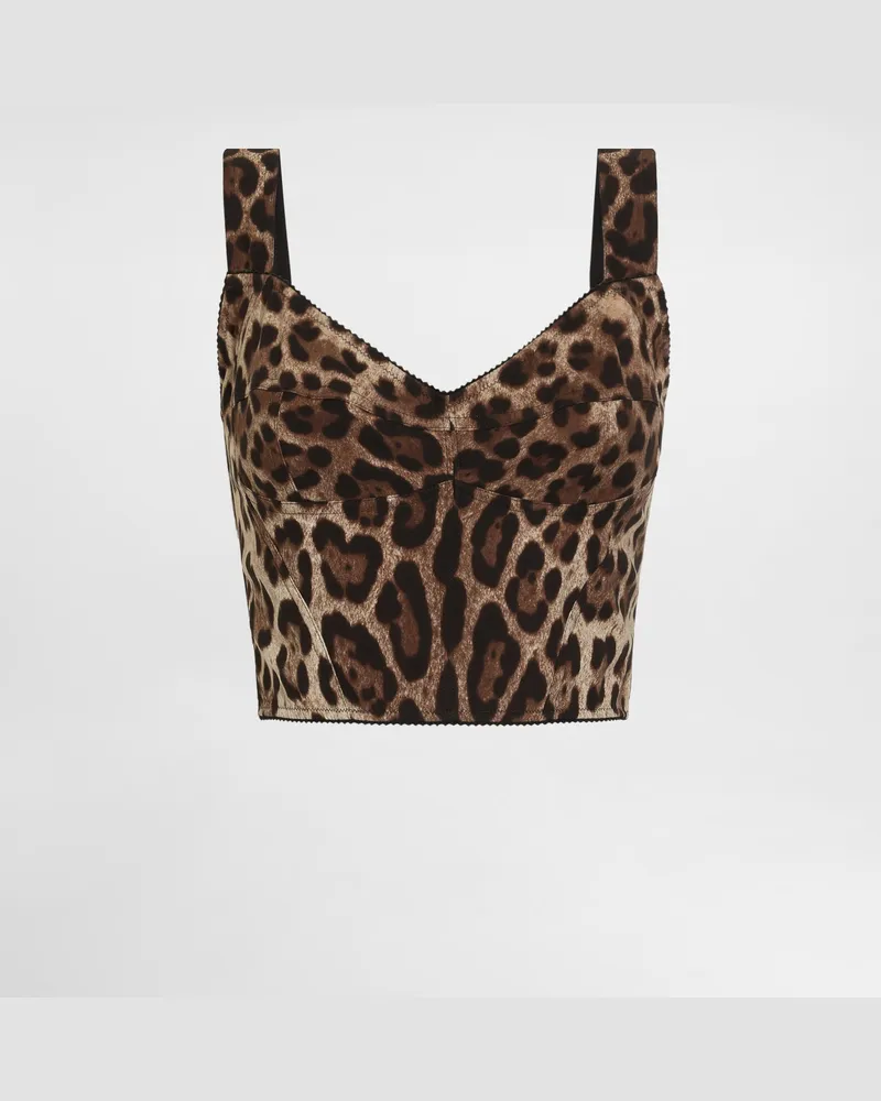 Dolce & Gabbana Bustier Aus Charmeuse Leoprint - Frau Animalprint Animal-print