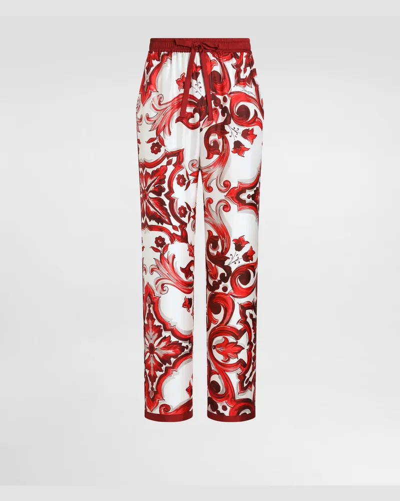 Dolce & Gabbana Hose Vanity Aus Twill Mit Majolika-print - Mann Hosen Und Shorts Mehrfarbig Mehrfarbig