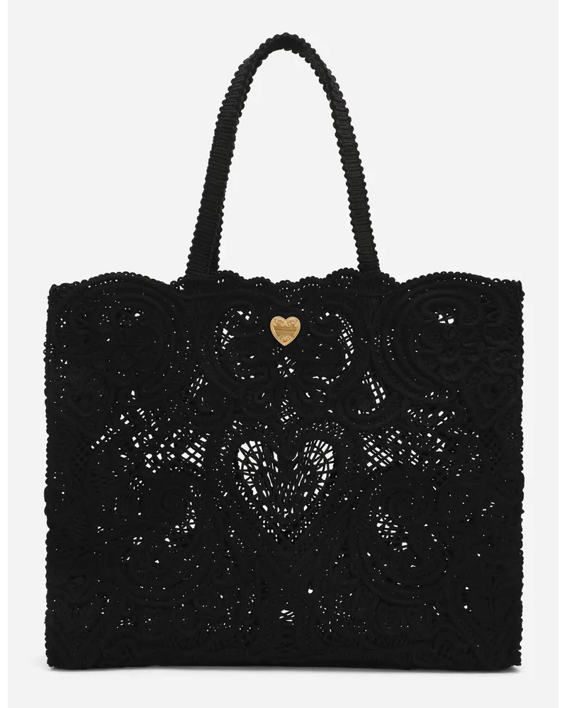 Dolce & Gabbana GROSSE BEATRICE-TASCHE AUS CORDONETTO SPITZE Schwarz