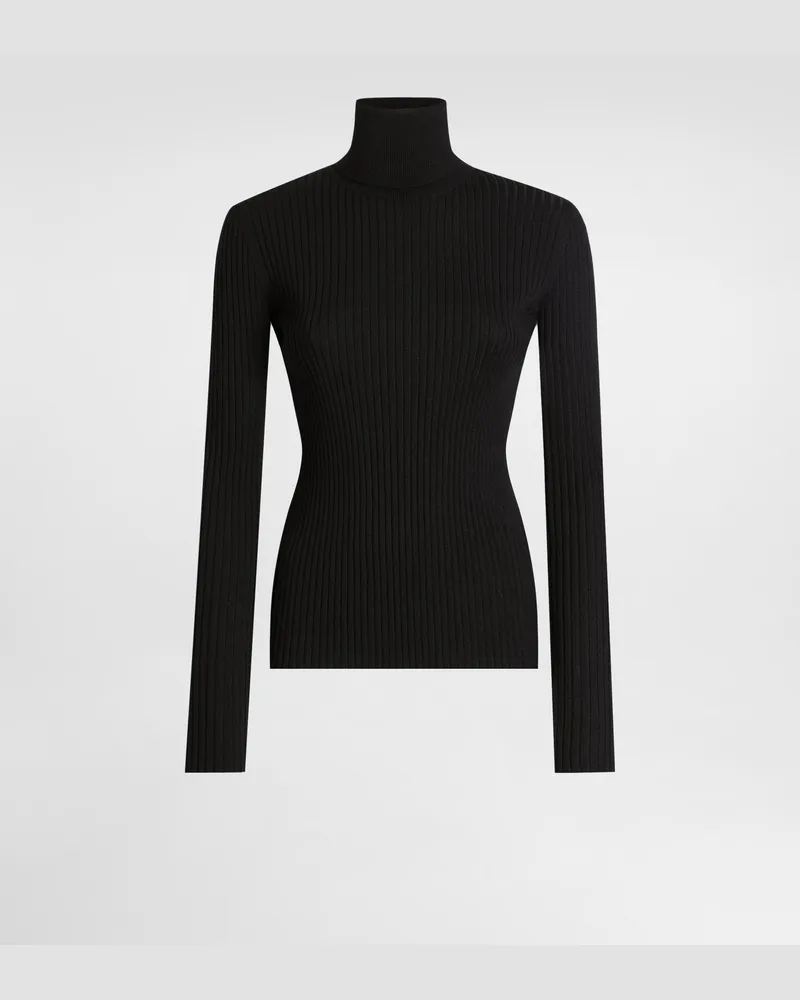 Dolce & Gabbana Rollkragenpullover Aus Wolle - Frau Strickwaren Schwarz Schwarz