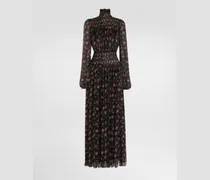 Langes Kleid Aus Chiffon Mit Blumen-print - Frau Kleider Mehrfarbig