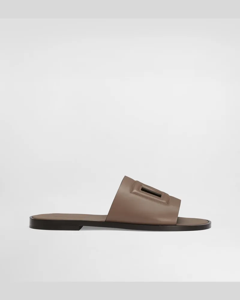 Dolce & Gabbana Pantolette Aus Kalbsleder - Mann Sandalen Und Slides Taubengrau Leder Taubengrau