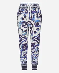 Dolce & Gabbana Jogginghose aus Cady Majolika-Print Mehrfarbig