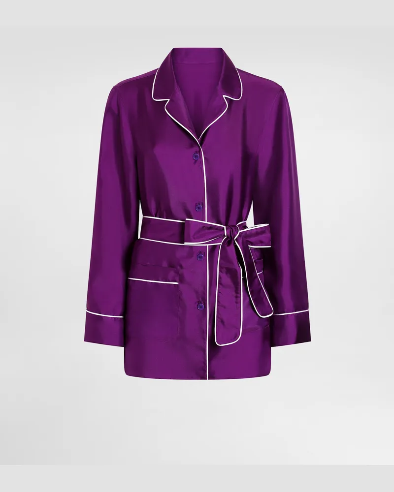 Dolce & Gabbana Silk Twill Vanity Shirt - Frau Blusen Und Tops Purple Purple