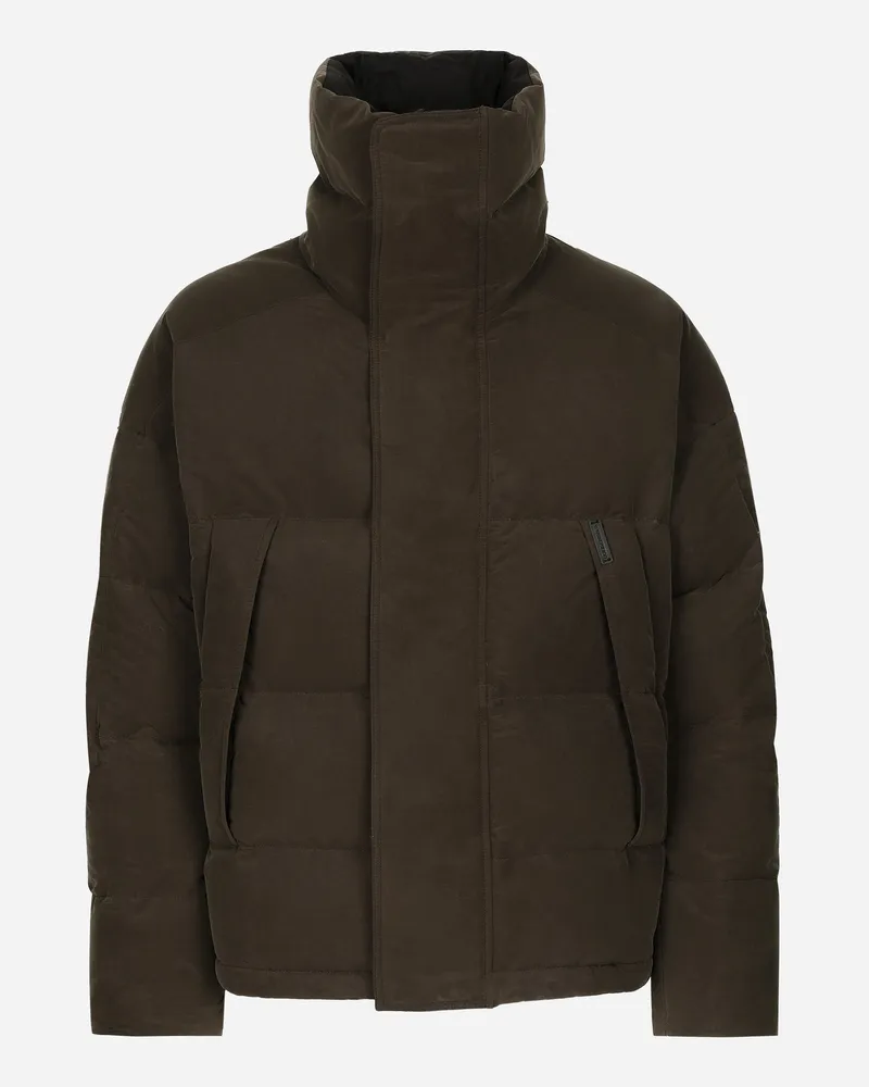 Dolce & Gabbana Wattierte Jacke Mit Hohem Kragen Leinwandbindung - Mann Mäntel Und Jacken Braun Braun