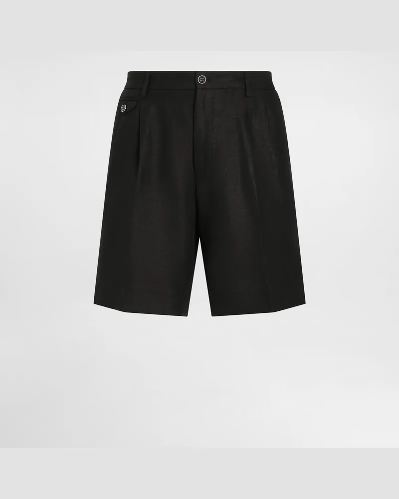 Dolce & Gabbana Linen Shorts - Mann Hosen Und Shorts Schwarz Black
