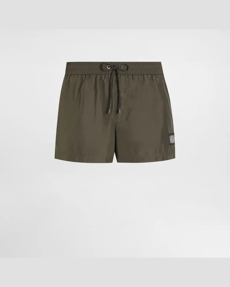 Dolce & Gabbana Short Swim Boxers In Canvas - Mann Beachwear Mehrfarbig Mehrfarbig