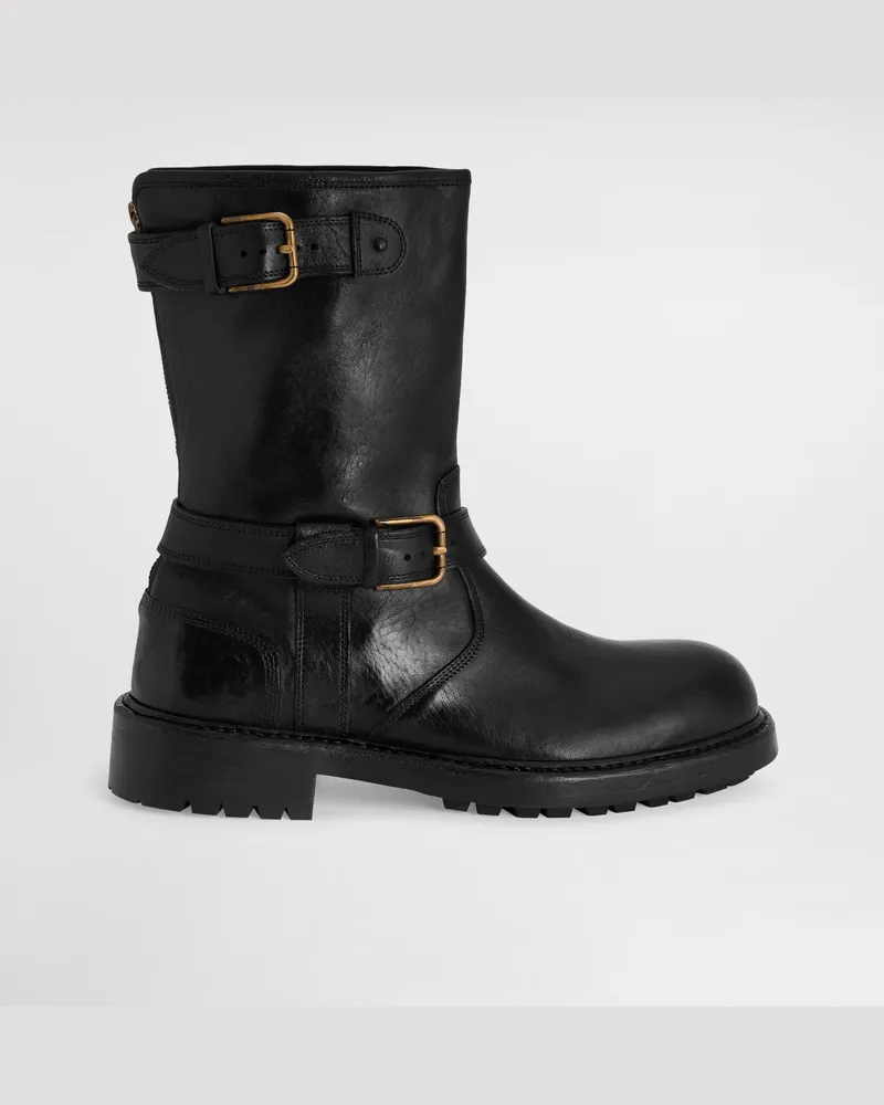 Dolce & Gabbana Bikerstiefel Aus Leder - Mann Collection Schwarz Leder Schwarz