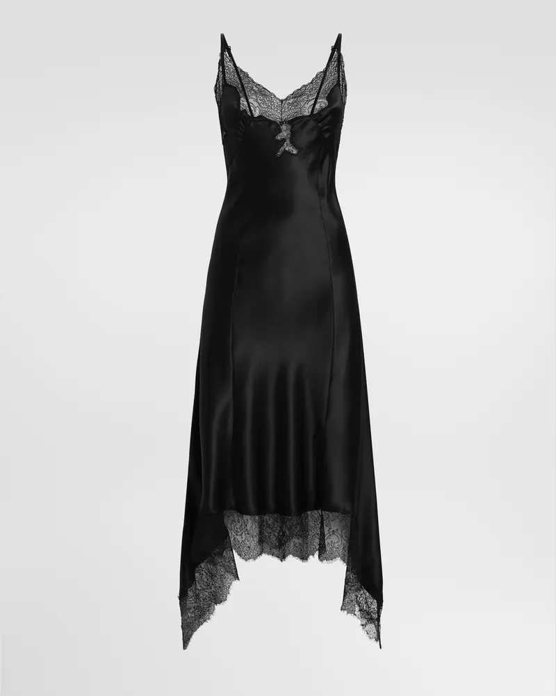 Dolce & Gabbana Slipkleid Aus Seidensatin - Frau Collection Schwarz Seide Schwarz