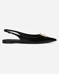 Dolce & Gabbana Slingback aus glänzendem Kalbsleder Schwarz