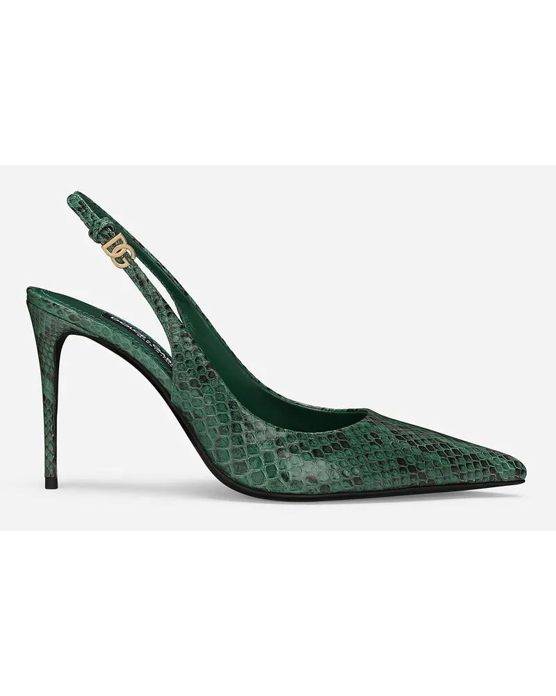 Dolce & Gabbana Slingback aus Pythonleder Green