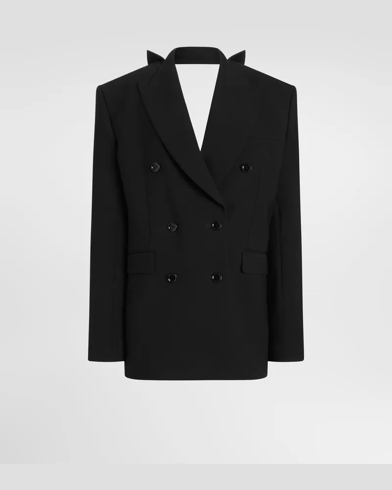 Dolce & Gabbana Zweireihige Jacke Aus Wollgabardine - Frau Collection Schwarz Schwarz