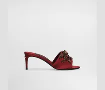 Satin Mules With Gemstone Embellishment - Frau Pantoletten Und Mules Rot